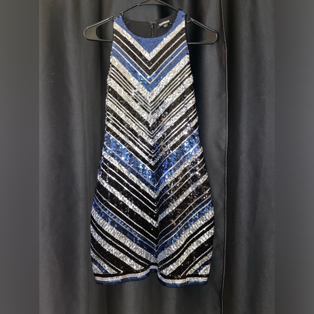 EXPRESS Chevron Sequin Cocktail Dress
